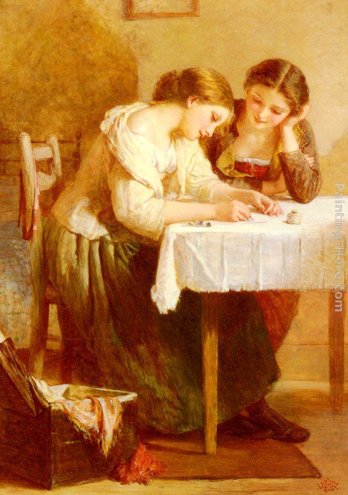 Henry Lejeune Love Letter Painting Framed Paintings For Sale